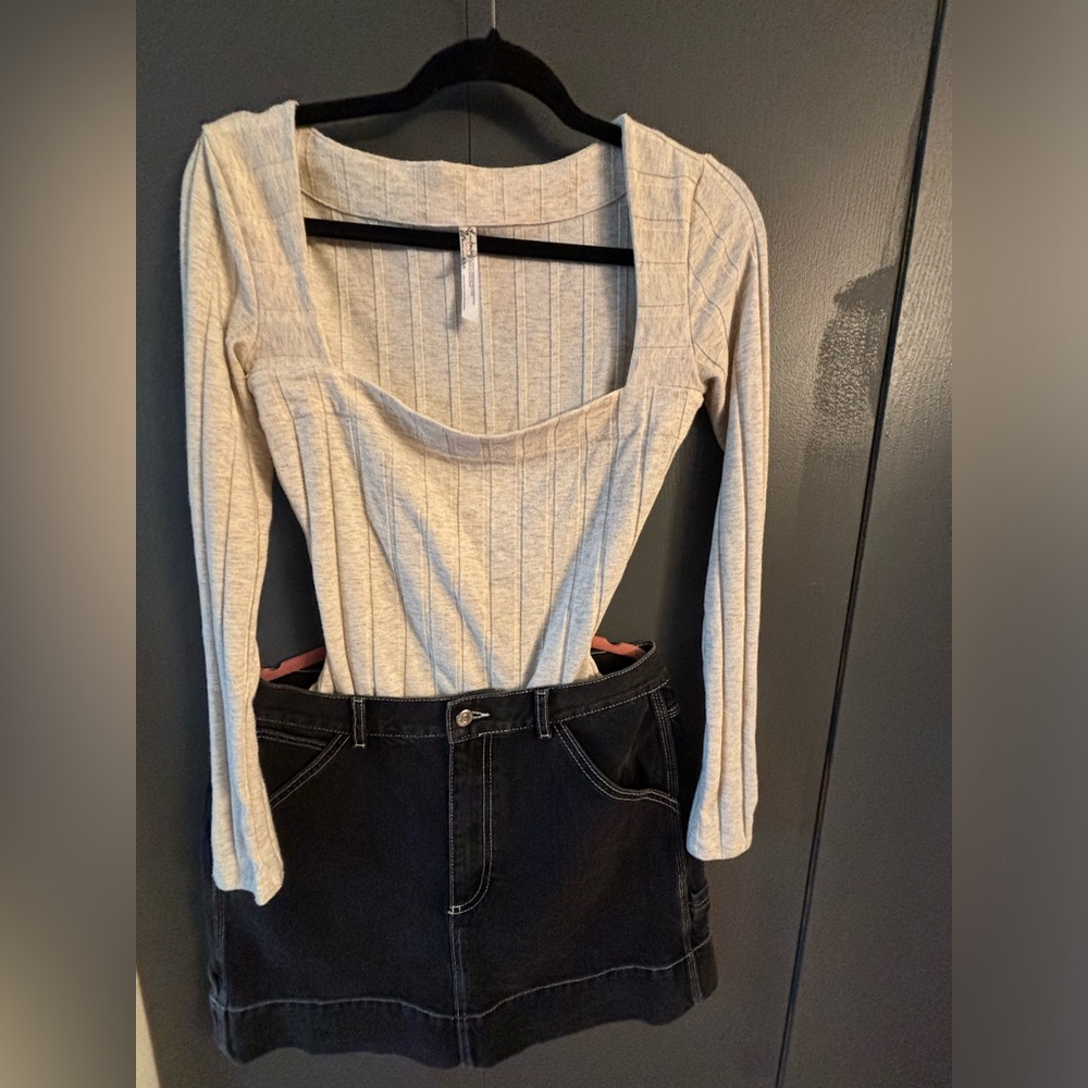 Free people Intimately free long sleeve bodysuit, square neck